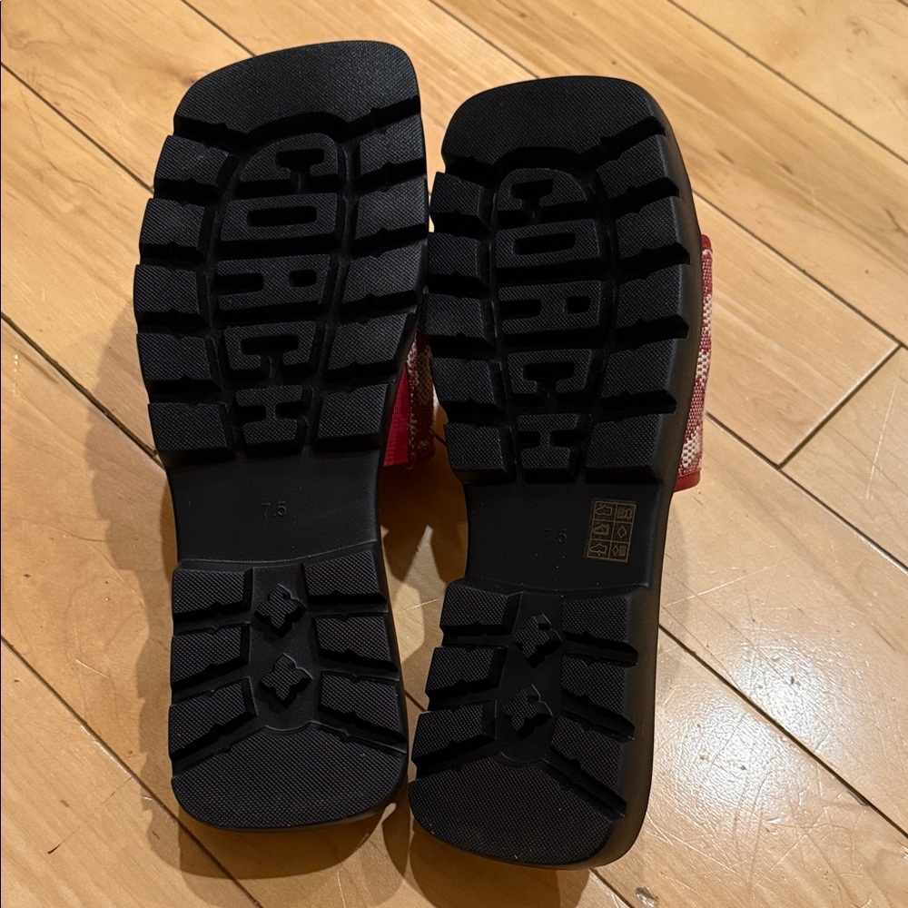 Coach Red and Cream Slide Sandals - Picture 7 of 8